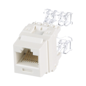 Conector Jack Estilo 110 (de Impacto), Tipo Keystone, Categor?a 6, de 8 Posiciones y 8 Cables, Color Blanco Mate