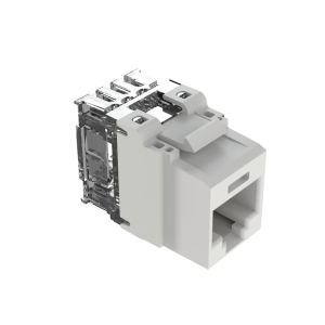 Conector Jack Estilo 110 (de Impacto), Tipo Keystone, Categor?a 6A, de 8 Posiciones y 8 Cables, Color Blanco