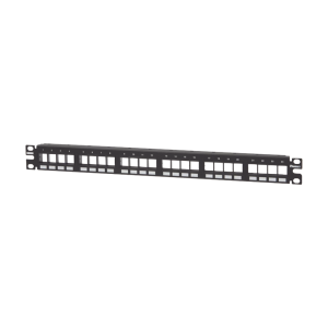 Panel de Parcheo Modular Keystone (Sin Conectores), Numerado y Espacio para Etiquetas, de 24 Puertos, 1UR