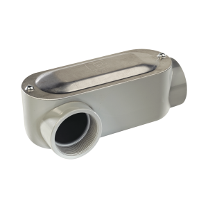Caja oval roscada tipo LR de 2 1/2" larga (63.5 mm) Incluye tapa y tornillos.