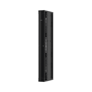 Organizador Vertical PatchRunner™ Mejorado, Doble (Frontal y Posterior), Para Rack Abierto de 45 Unidades, 12in de Ancho, Color Negro