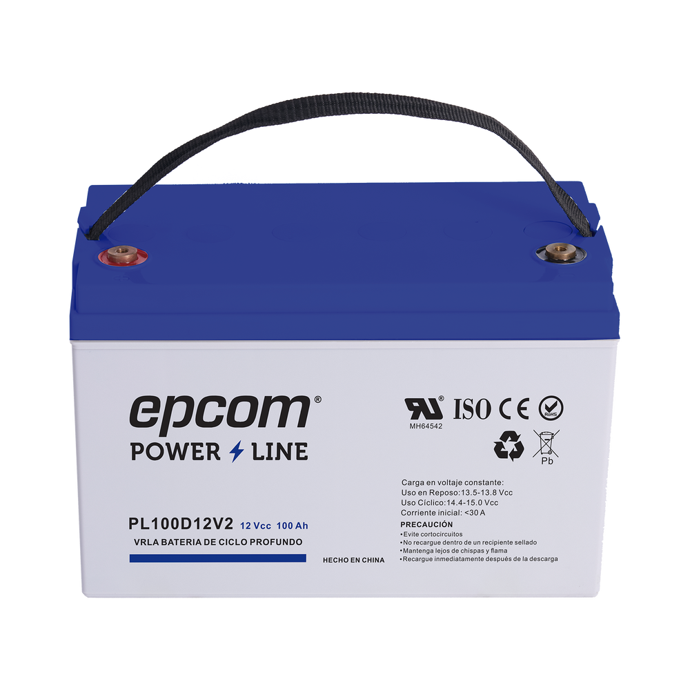 Batería 12 Vcc / 100 Ah / UL / Tecnología AGM-VRLA / CICLO PROFUNDO / Para uso en aplicaciones fotovoltaicas y de emergencia / Terminales T4