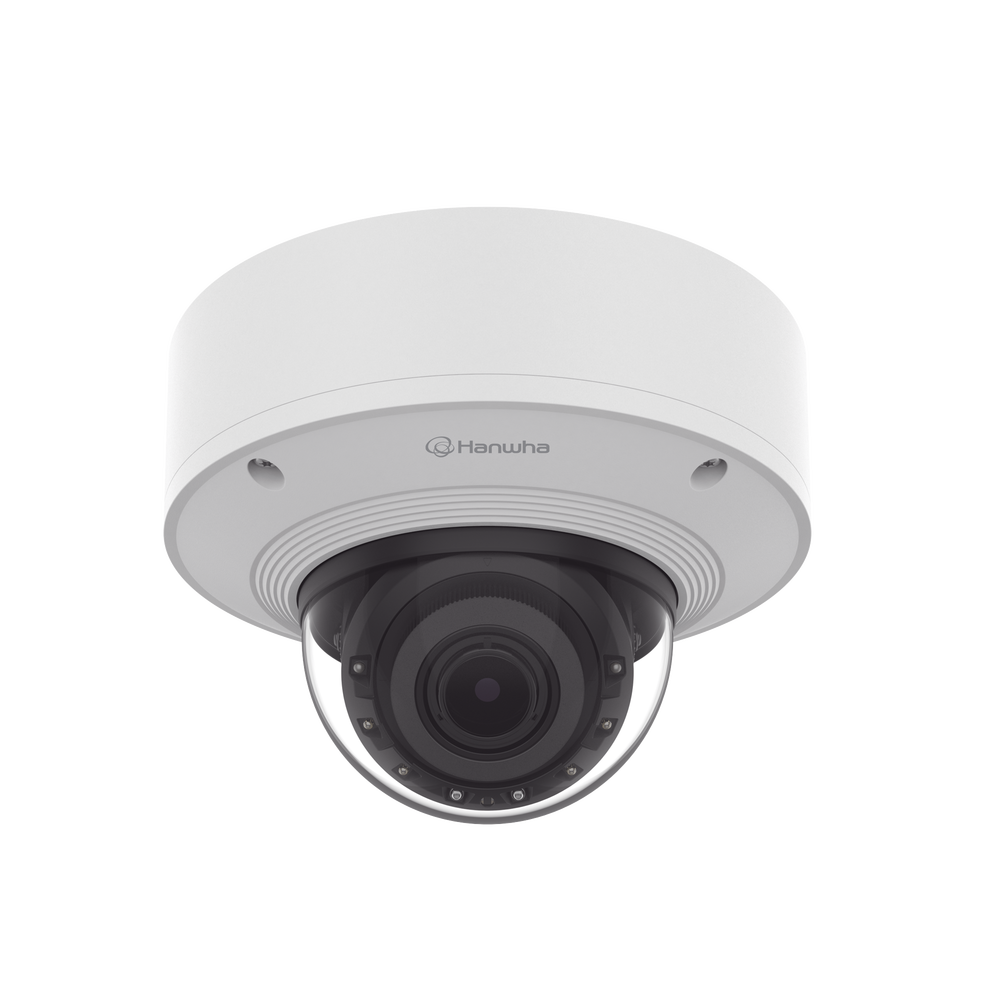 Cámara Domo 2MP Solid EDGE / Wisenet WAVE embebido / Antivandalica / Lente Motorizado de 4.38 A 9.33mm / P-Iris / WDR 120dB / 2TB SSD / IP66, IP67, IK10+, NEMA4X, IP6K9K