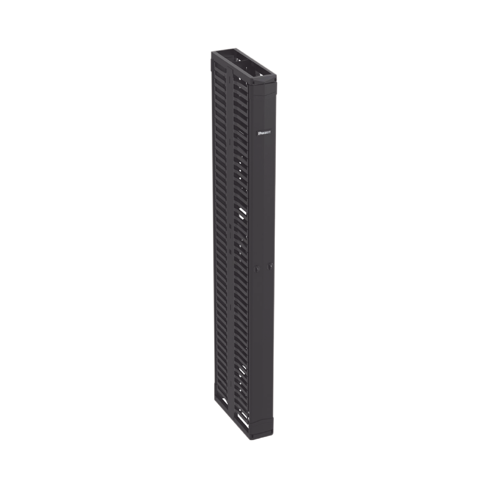 Organizador Vertical PatchRunner™, Doble (Frontal y Posterior), Para Rack Abierto de 45 Unidades, 6in de Ancho, Color Negro