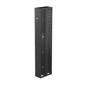 Organizador Vertical PatchRunner™, Doble (Frontal y Posterior), Para Rack Abierto de 45 Unidades, 10in de Ancho, Color Negro
