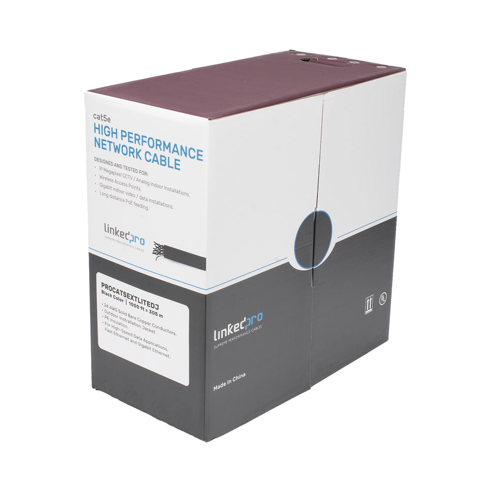 Bobina de Cable UTP 305 Metros (1000 Pies), Cat5e con Doble Forro, para Exterior, Climas Extremos, Color Negro - Image 3