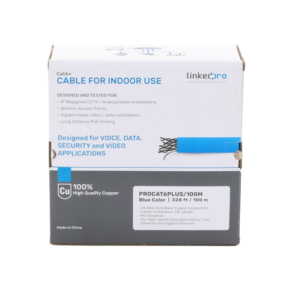 Cable Cat6+ Calibre 23 Alto Rendimiento, ETL, UL, Color Azul, de 100 Metros (328.08 Pies), Super Flexible, para Aplicaciones de CCTV, Video HD, y Redes de Datos. - Imagen 5