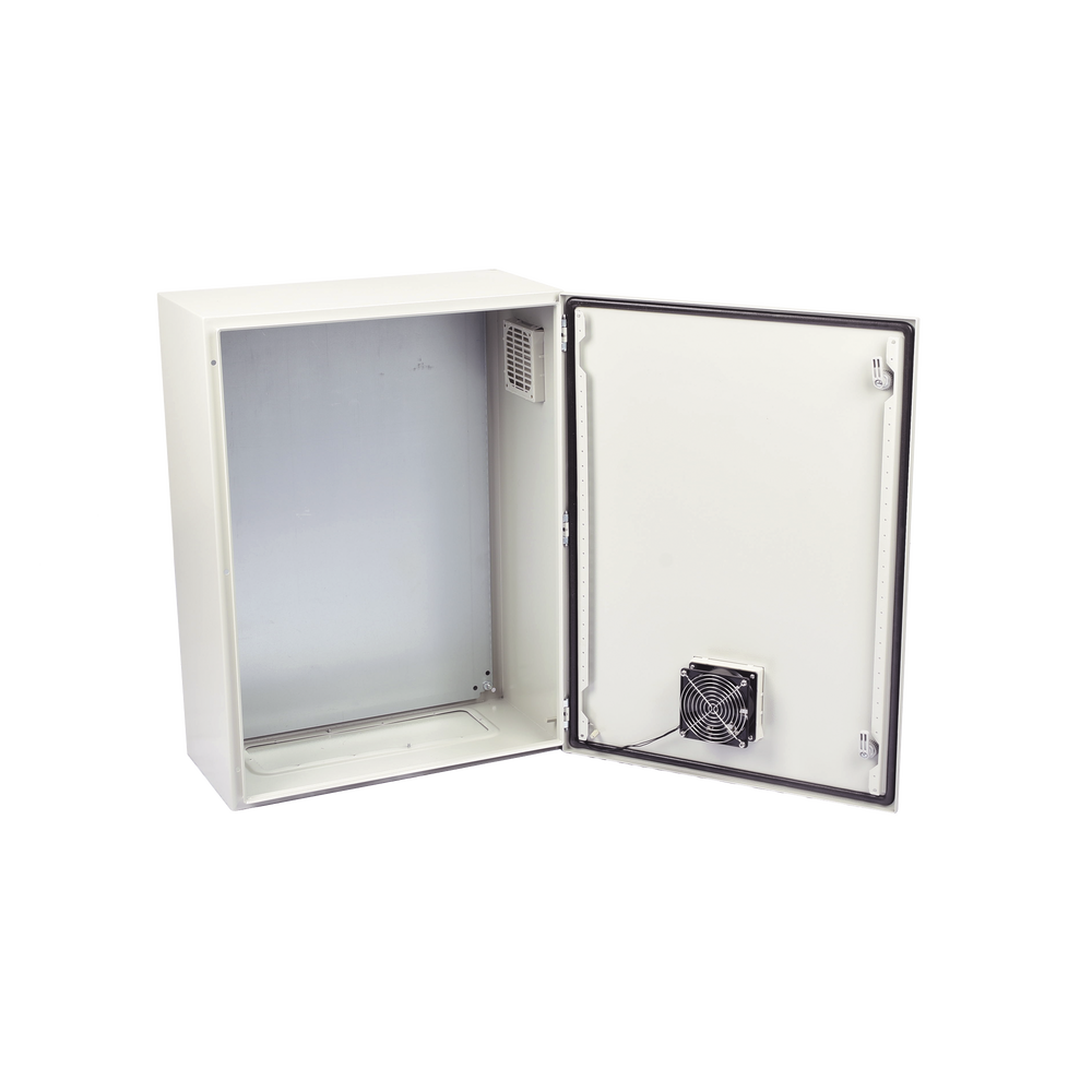 Gabinete Ventilado de Acero IP55 Uso en Exterior (400 x 600 x 250 mm) con Placa Trasera Interior Metálica y Compuerta Inferior Atornillable. Incluye Ventilador, Ventilas, filtros, Chapas y Llave T. - Image 6