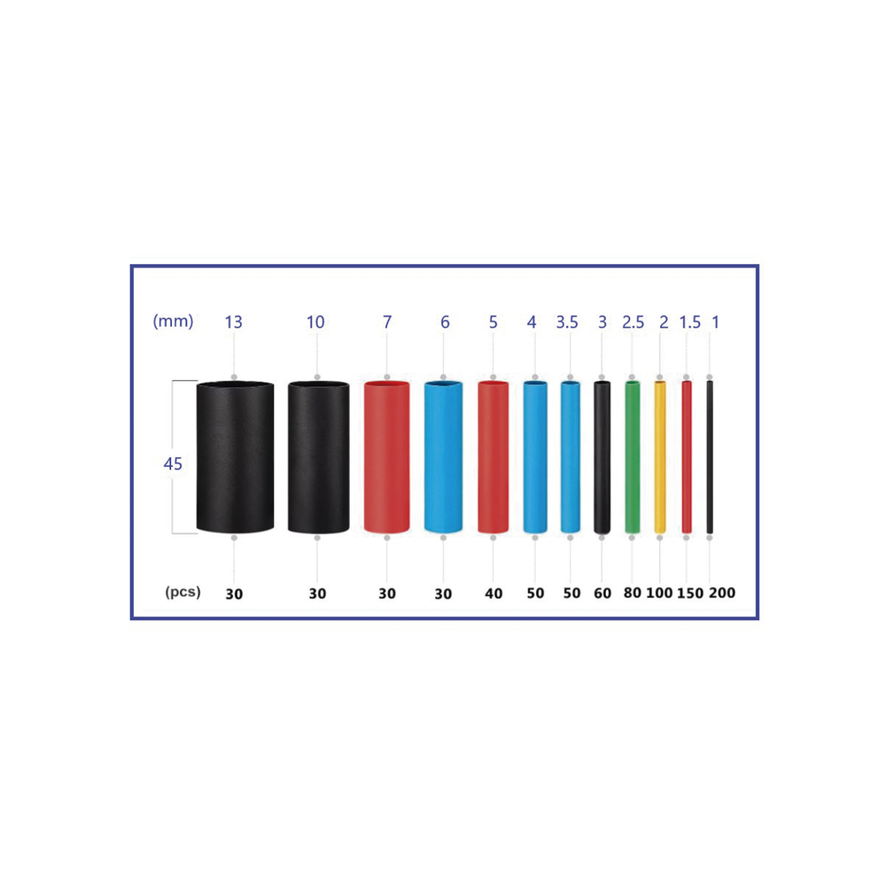 850 Tubos Termoencogibles (Termofit) 2:1, de 12 Diferentes Medidas - Image 2