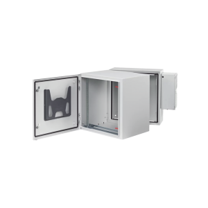 Gabinete Industrial ProTek de 12 UR Puerta Sólida de 612 x 600 x 789 mm Con Aire Acondicionado de 2000 BTU, Protección NEMA Tipo 4/12; IP66; IK10, Abatible, Fabricado en Acero, Color Gris Claro