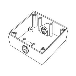 Caja Cuadra de 3/4" a Prueba de  Intemperie/ Cuenta con 2 salidas.