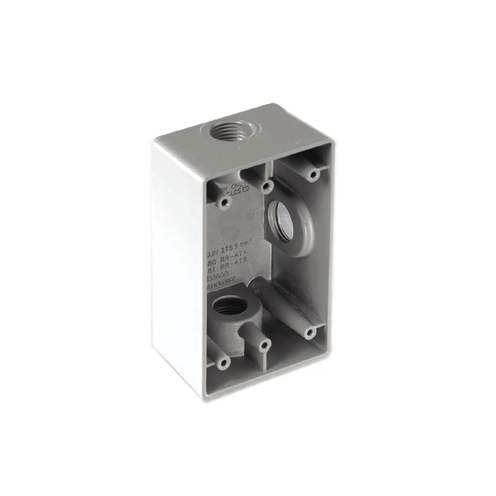 Caja Rectangular de 3/4"/ 3 Bocas/ Con Recubrimiento exterior de PVC e interior Purpura.