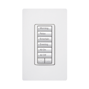 (RadioRA2) Teclado Seetouch Hibrido 6 botones, 2 botones subir/bajar, programe escenas diferentes en cada botón,puede instalarse en un interruptor de luz.