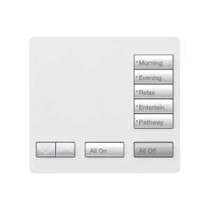 Teclado seetouch, sobre mesa 5 botones,  Botonera Retroiluminada / programe escenas diferentes en cada botón.