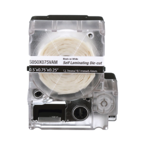 Casete de 425 Etiquetas Autolaminadas de 12.7 x 19.1 mm (0.5 x 0.75 pulgadas), para Cables de 2 a 4 mm (0.08 a 0.16 pulgadas) de Di?metro, ?rea de Impresi?n Color Blanco