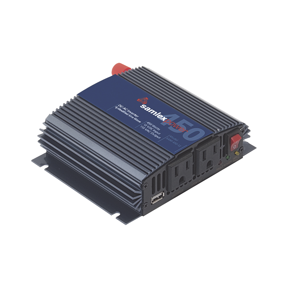 Inversor de Corriente Onda Modificada (CD-CA). Potencia Nominal 450 W, Ent:12Vcc, Sal: 115Vca 60 Hz.