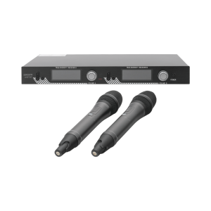 Kit de Microfonía inalámbrico | 2 Micrófonos de mano | Receptor UHF | Pantalla LCD | 200 Canales | Gran cobertura
