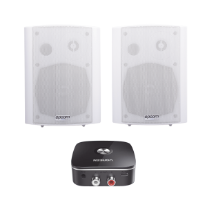 Kit  Altavoces + Modulo Receptor BT | Montaje en Pared | 2x20W RMS | Material ABS y Reja Metálica | Bracket de Metal | Color Blanco
