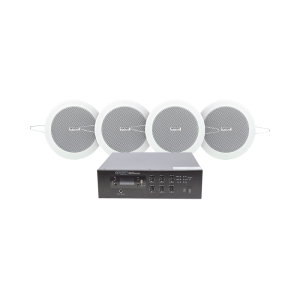 KIT de Amplificador de 120W para Escritorio | 4 Altavoces de Plafón de 4in | 3 - 6W | Sistema 70/100V