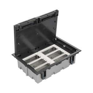 Caja Para Instalaci?n en Piso Falso para Voz, Datos o Contactos El?ctricos / Capacidad para 6 M?dulos / Espacio Embellecedor en la Tapa / Profundidad Ajustable de 90 a 120 mm (3.54 a 4.72 pulgadas) / Los M?dulos se Adquieren Aparte / (SF610/14CY)