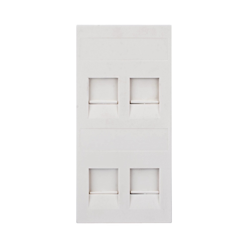 Placa Plana de Voz y Datos con Guardapolvo para 4 RJ45 / Color Blanco / 4 Puertos para Jacks Keystone / Compatible con Cajas de Pavimento SM-CPAV-2 y SM-CPAV-4 / Modelo S76C/9 - Image 3