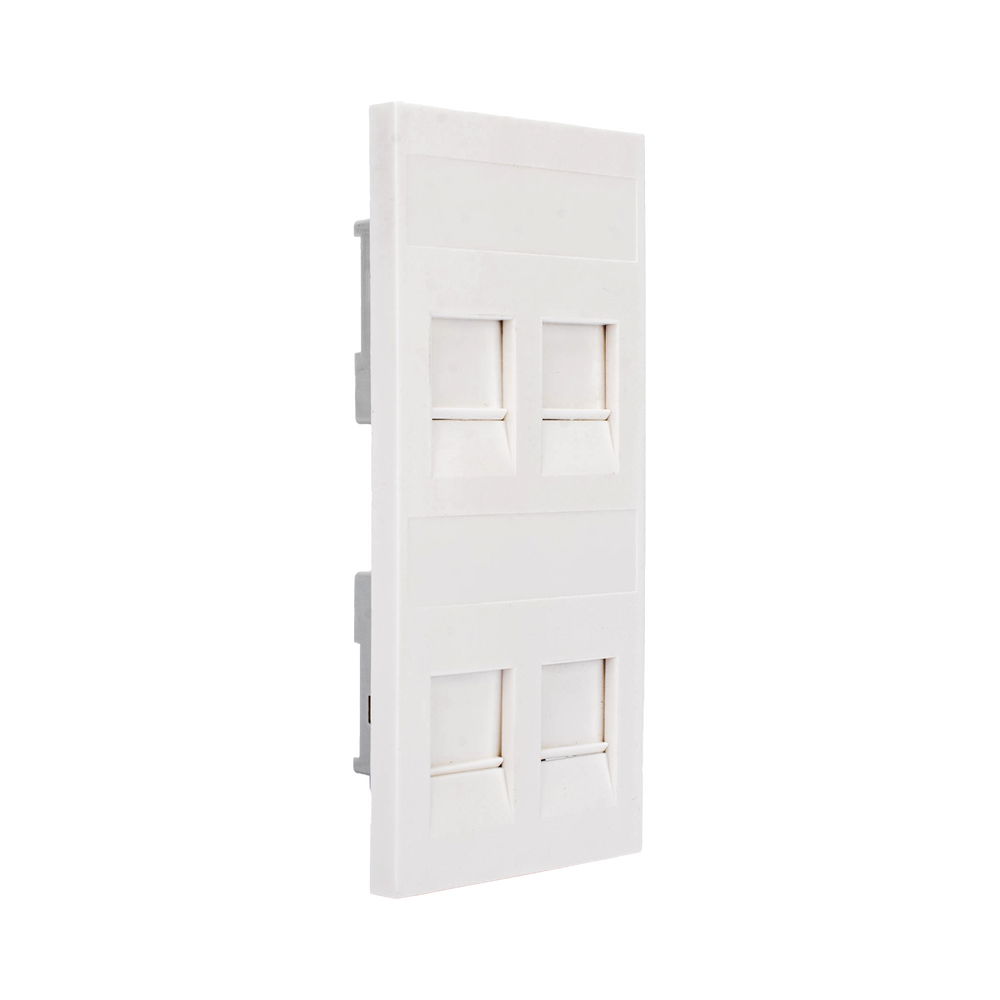 Placa Plana de Voz y Datos con Guardapolvo para 4 RJ45 / Color Blanco / 4 Puertos para Jacks Keystone / Compatible con Cajas de Pavimento SM-CPAV-2 y SM-CPAV-4 / Modelo S76C/9 - Image 4