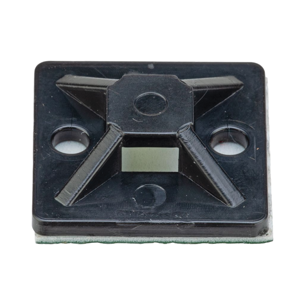 Montaje-Sujetador Adhesivo STRONGHOLD de 4 Vías de 3/4" x 3/4" x 1/4", Color Negro, Nylon 6.6 Retardante de Llamas V-2, Paquete de 100pz