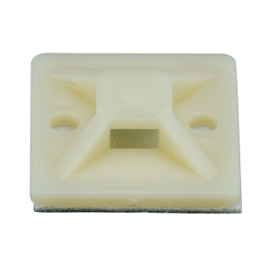 Montaje-Sujetador Adhesivo STRONGHOLD de 4 Vías de 1" x 1" x 1/4", Color Natural, Nylon 6.6 Retardante de Llamas V-2, Paquete de 100pz