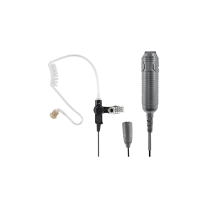 Heavy Duty 3-Wire Surveillance Kit: Features acoustic tube earphone with TWIST CONNECTOR, remote PTT switch and low-profile lapel microphone. Straight cable.