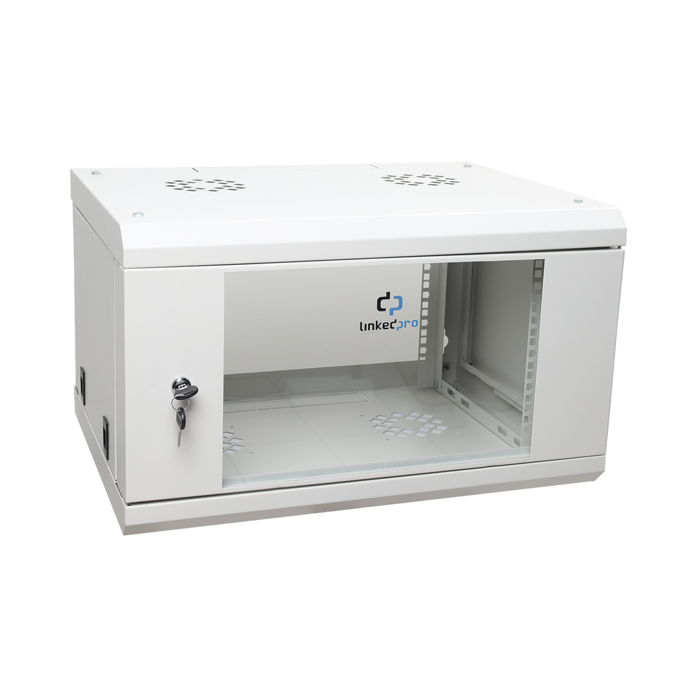 Gabinete de Pared de 6U con Puerta de Cristal Templado, 455 mm de Profundidad Total, Rack de 19'', Acero Reforzado Color Gris Mate - Imagen 2