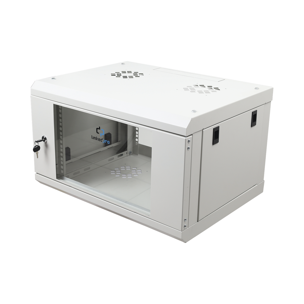 Gabinete de Pared de 6U con Puerta de Cristal Templado, 455 mm de Profundidad Total, Rack de 19'', Acero Reforzado Color Gris Mate - Imagen 3