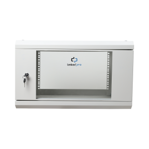 Gabinete de Pared de 6U con Puerta de Cristal Templado, 455 mm de Profundidad Total, Rack de 19'', Acero Reforzado Color Gris Mate