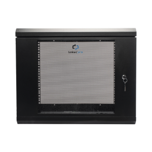 Gabinete de Pared de 9U con Puerta de Cristal Templado, 455 mm de Profundidad, Rack de 19'', Acero Reforzado Color Negro.