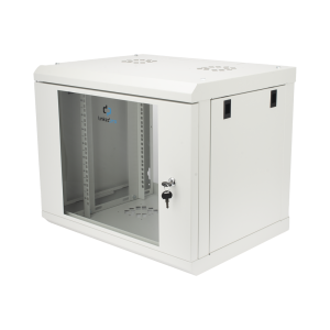 Gabinete de Pared de 9U con Puerta de Cristal Templado, 479.5 mm de Profundidad, Rack de 19'', Acero Reforzado Gris Mate