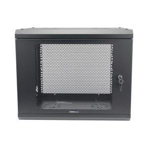 Gabinete de Pared de 9U con Puerta Perforada, 455 mm de Profundidad, Rack de 19'', Acero Reforzado Color Negro.
