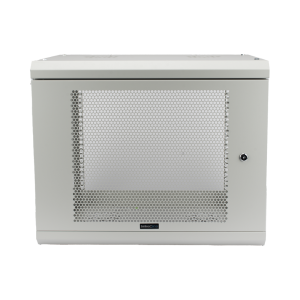 Gabinete de Pared de 9U con Puerta Perforada 455 mm de Profundidad, Rack de 19'', Acero Reforzado Color Gris Mate