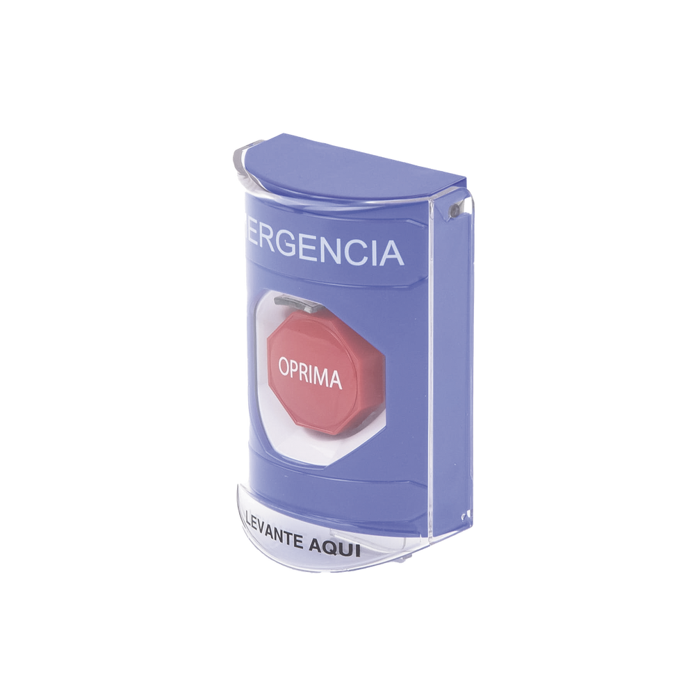?Botón Multipropósito, Color Azul, De Superficie, Con Tapa De Policarbonato, Con Bocina Pre Alarma, Solo Interior, Llave Para Restablecer, Texto De Emergencia, Español - Image 3