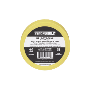 Cinta Eléctrica STRONGHOLD para Aislar, de PVC, Uso General Reparación y Mantenimiento, Grosor de 0.18mm (7 mil), Ancho de 19mm, y 20.12m de Largo, Color Amarillo