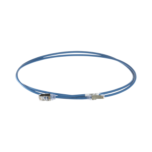 Patch Cord Cat6A, Diametro Reducido 28 AWG, Blindado S/FTP, CM/LS0H, 1 Metro (3.28 Pies), Color Azul