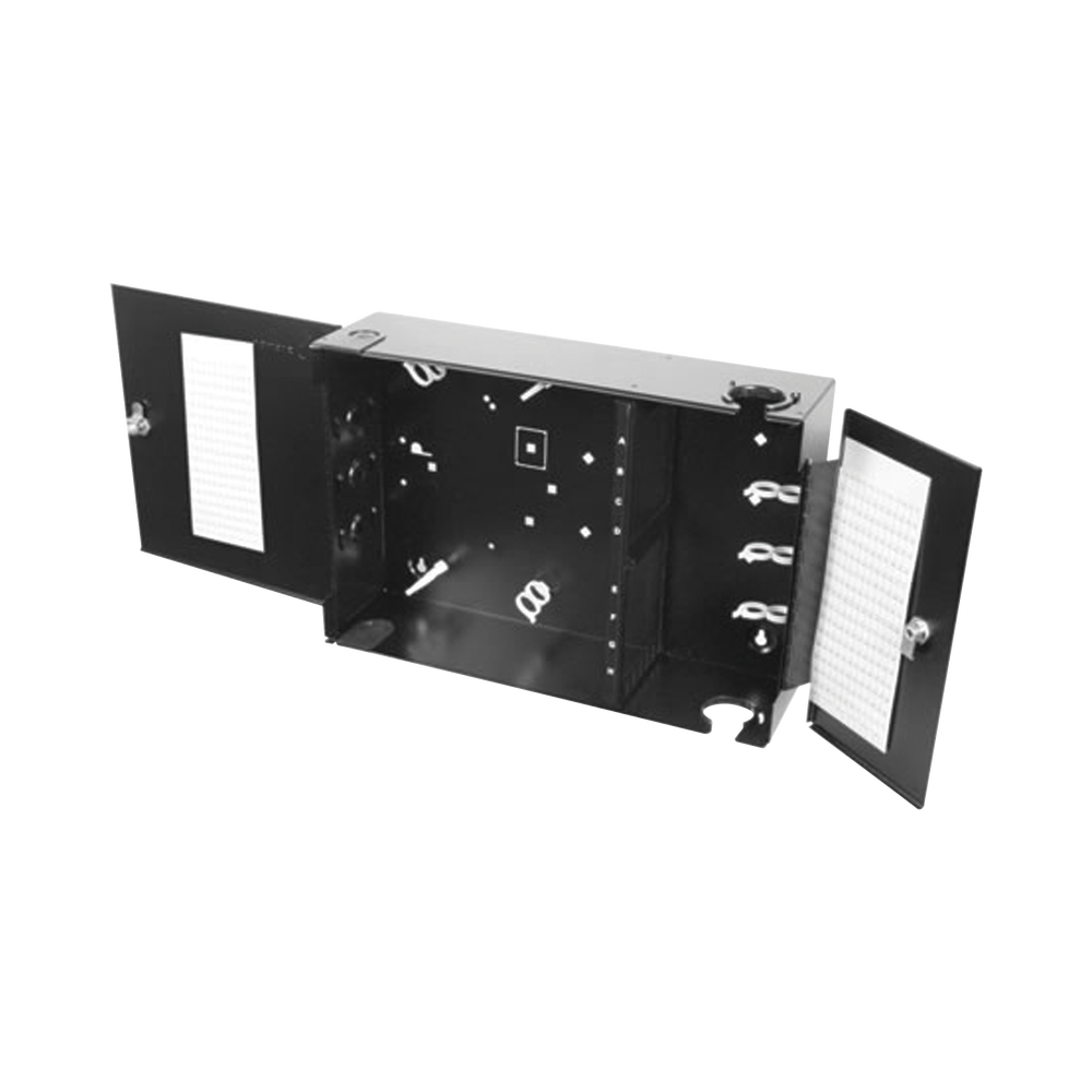 Caja de Conexi?n de Fibra ?ptica, para Montaje en Pared, hasta 192 Puertos LC o SC (Acepta 8 Placas Acopladoras), Color Negro