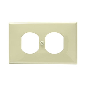 Placa de plástico para contacto dúplex color marfil.