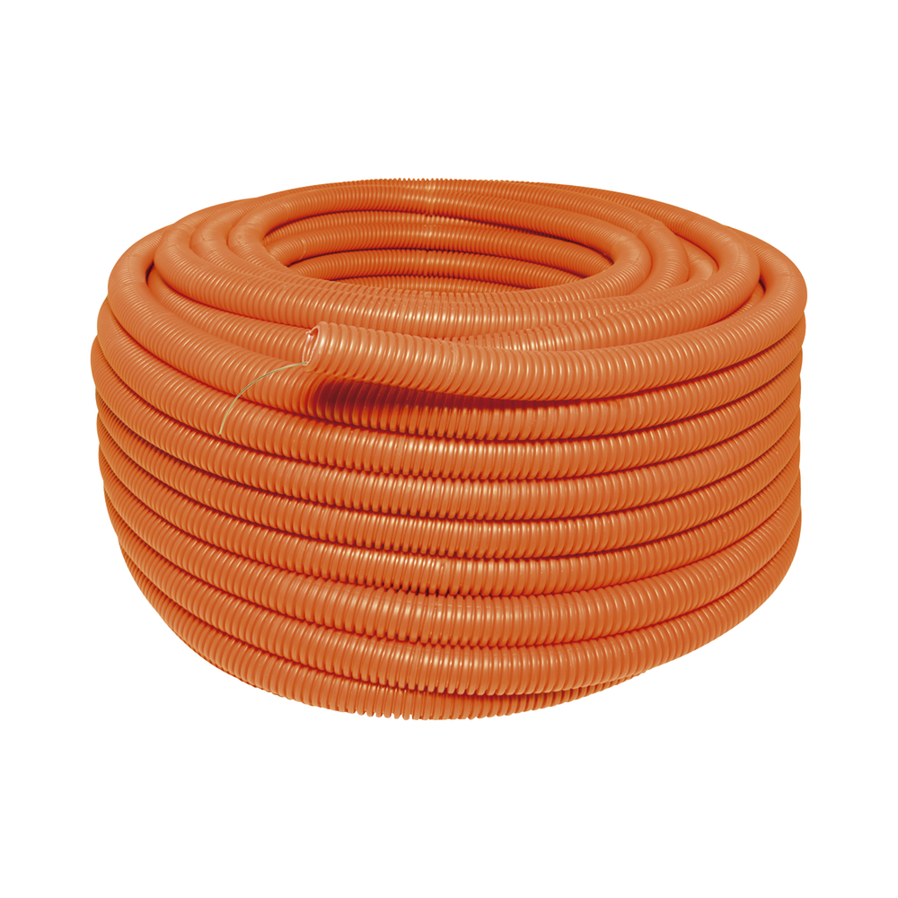 Manguera Poliducto Corrugado Flexible Naranja Reforzado de 3/4" x 50 m Para Instalaciones Eléctricas /Polietileno Alta Densidad HDPE/ Sin guía /Resistente a Intemperie.