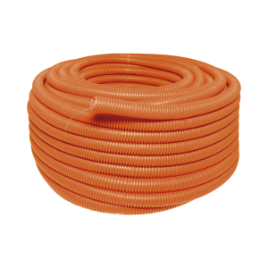 Manguera Poliducto Corrugado Flexible Naranja Reforzado de 1" x 50 m Para Instalaciones Eléctricas /Polietileno Alta Densidad HDPE/ Sin guía /Resistente a Intemperie.