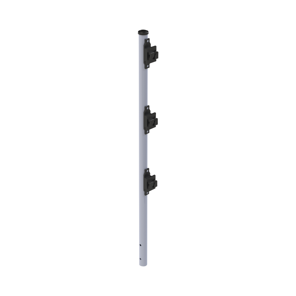 Poste de Paso de 0.75m para Cerca Electrificada. Tubo Galvanizado cal. 18 de 1"Diam. con Tapón y 3 Aisladores Instalados. - Image 2