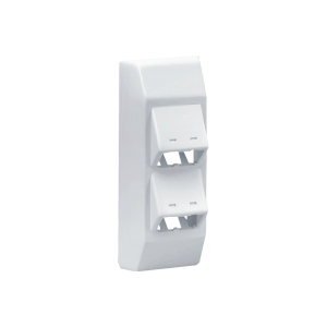 Soporte Con 4 Puertos Mini-Com, Con Bisagras de Instalación a Presión, Para Canaletas T45, Material PVC Rígido, Color Blanco Mate