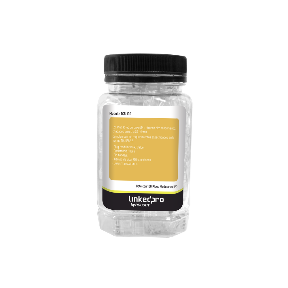 Bote con 100 Piezas de Plug Modular RJ45 Cat5e sin Blindaje, Chapado de Oro a 30 Micras para Durabilidad Extrema - Image 2