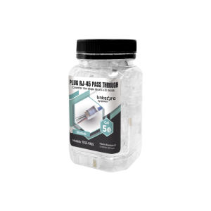 Bote con 100 Plugs Pass Through RJ45 Cat5e Blindado, Chapado de Oro a 30 Micras para Durabilidad Extrema