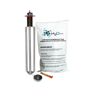 Kit Antivandalico de puesta a tierra de 45 A con Electrodo, Acoplador en Filtro y Compuesto H2Ohm.