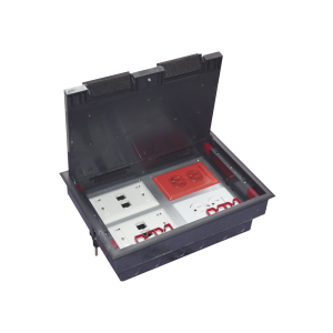 Caja de Piso para Cuatro M?dulos Universales (Socket M4), para Alimentaci?n El?ctrica y Redes de Datos (11000-43401) No Incluye Faceplates