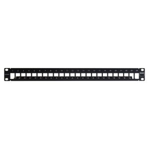 Patch Panel TERA-MAX Blindado de 24 Puertos, Modular (Vac?o), Plano, Color Negro, 1UR